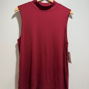 Sleeveless Maroon Mock Neck Top